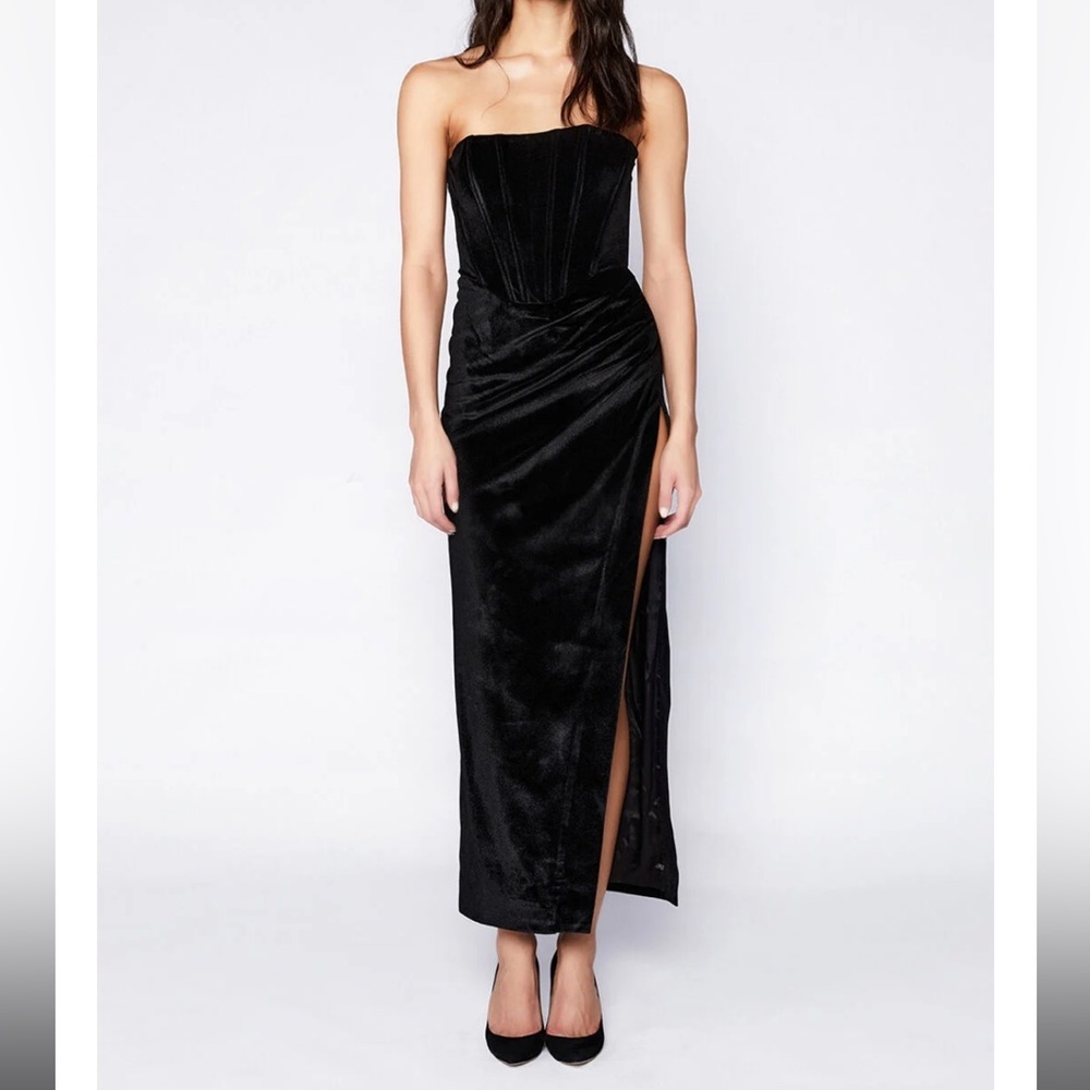 Bardot Black Strapless Midi Dress